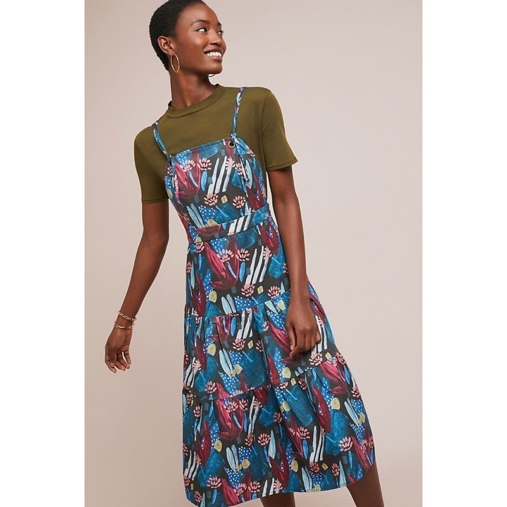 NWT Anthro Eva Franco Tiered Mosaic Floral Dress M - Picture 10 of 10